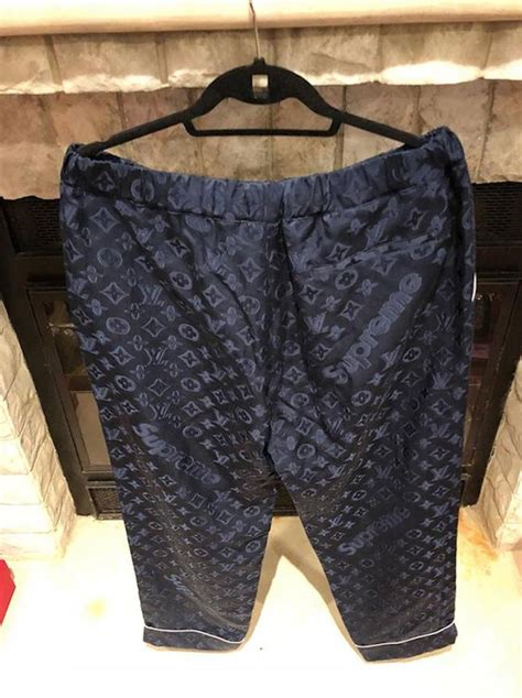 louis vuitton x supreme blue pajama track pants|louis vuitton x supreme 2017.